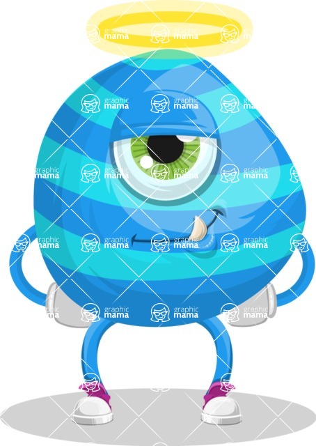 One Eyed Monster Cartoon Character - Good One Eyed Monster Cartoon Character with a Halo